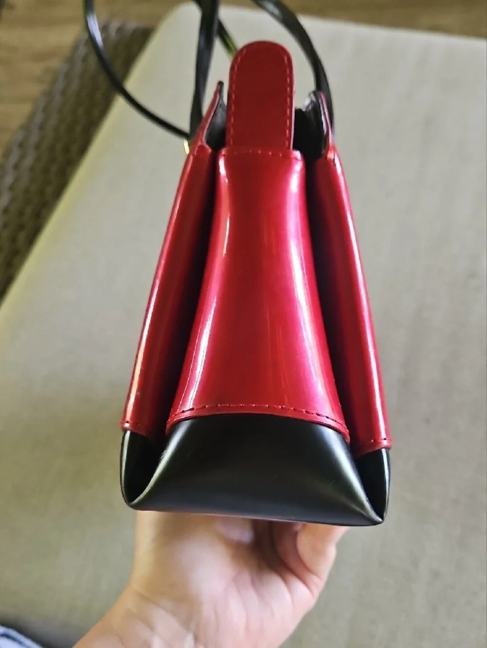 Beijo Red Patent Shoulder Bag with Black Trim